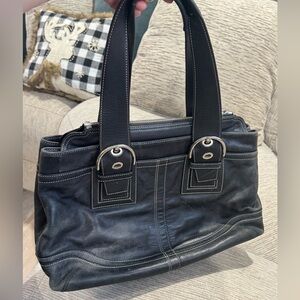 Coach Black Leather Tote Bag